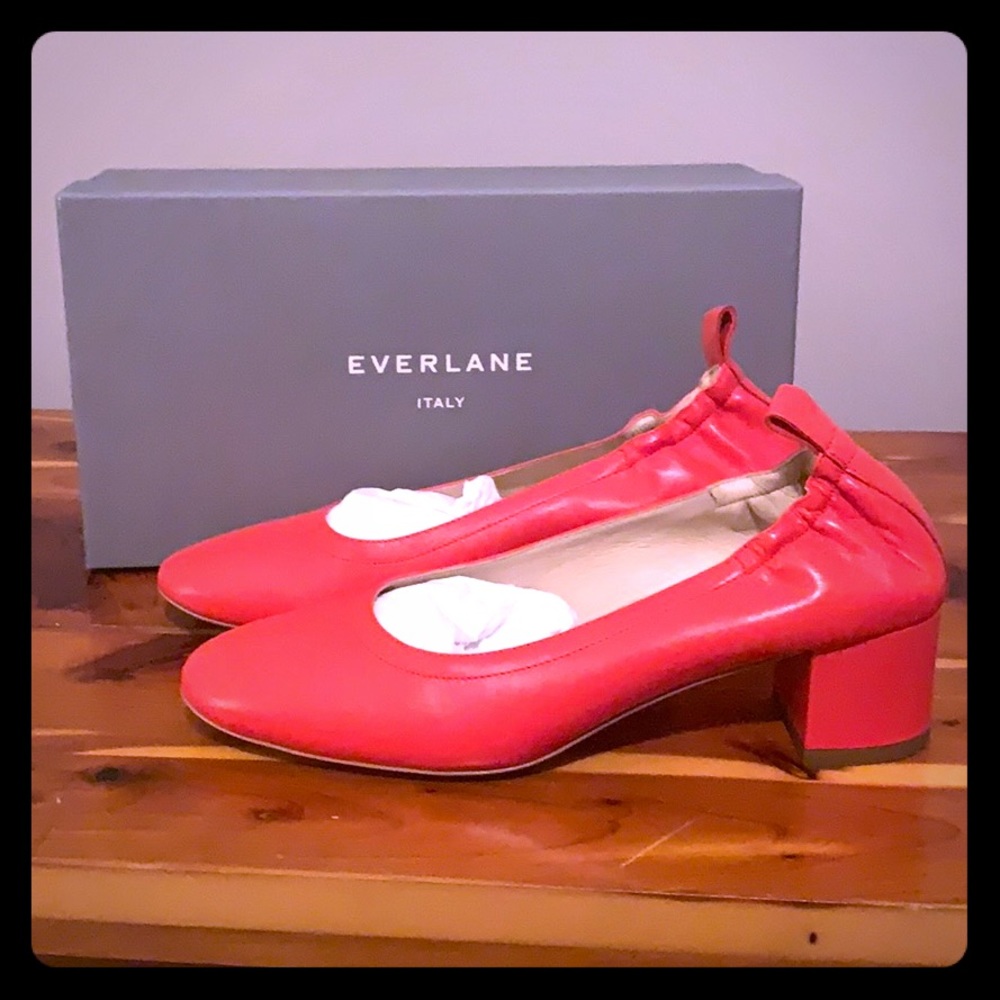 Everlane’s famous Day Heel. Orange leather. 7.5M